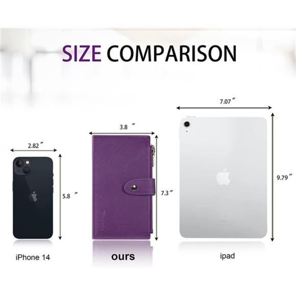 Womens Wallet RFID Blocking Bifold Multi Card Case Wallet with Zipper Pocket - Picture 2 of 6